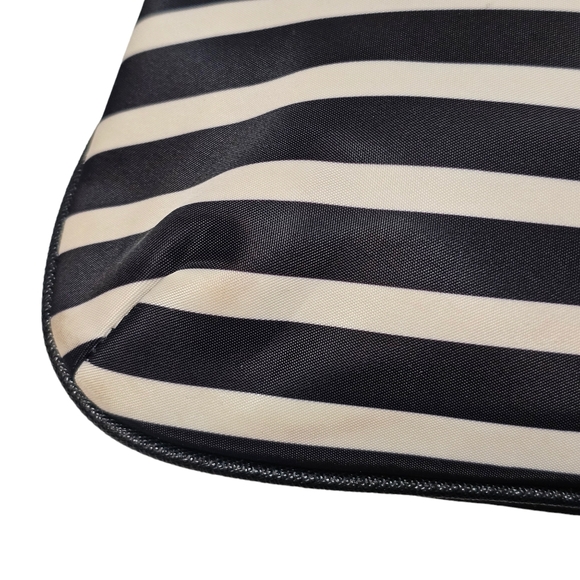 Kate Spade Black White Striped Nylon Leather Trim Crossbody Purse - Picture 6 of 16